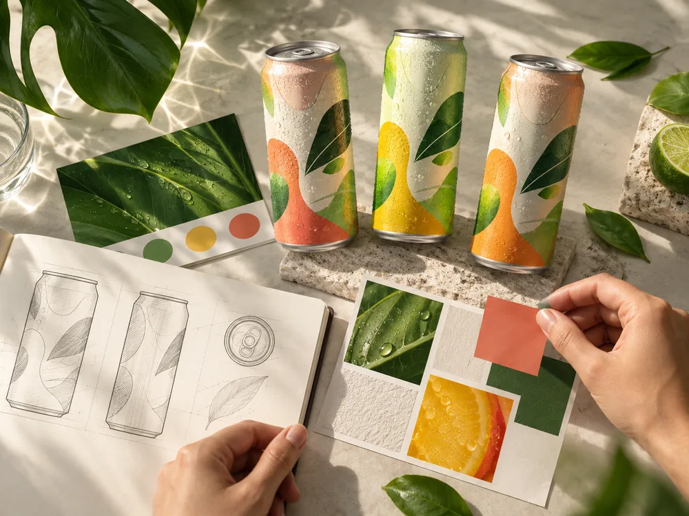 Bebida en tres sabores — Del boceto al color